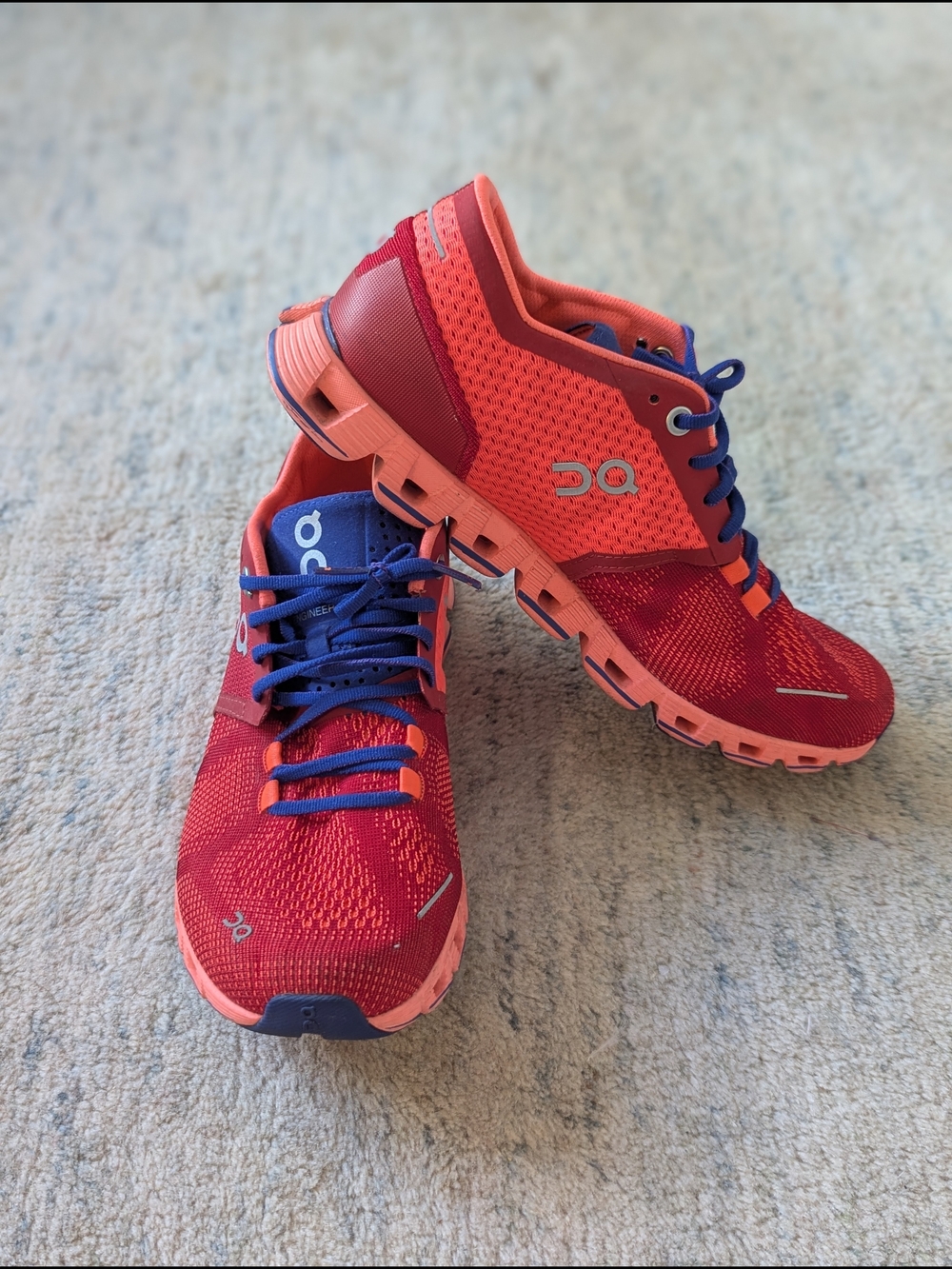 On Running Women's Red and Blue Cloudflow Sneakers